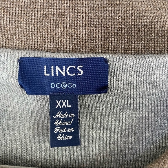 Lincs DC & Co. Collared Sweater Men’s Size XXL Beige Brown Pullover Silk Blend - Picture 4 of 11